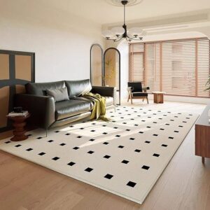 living room checkerboard pattern rugs , light luxury floor mat, sofa,  anti slip and dirt resistant