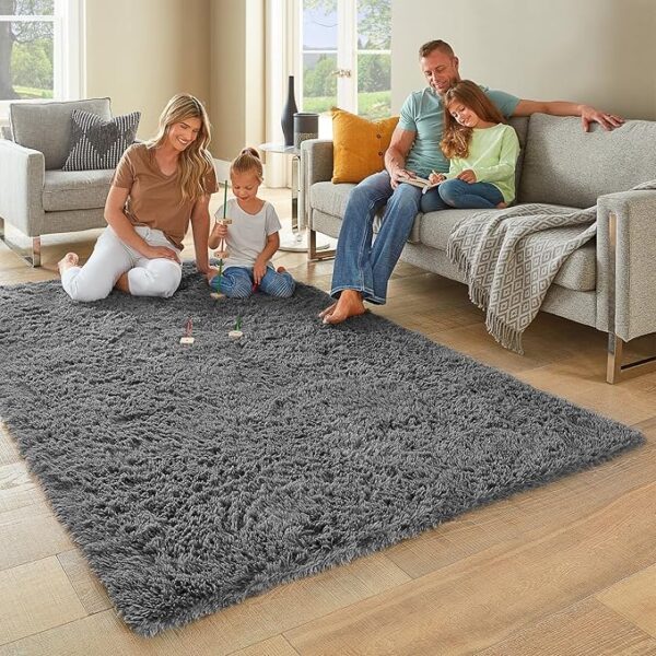 03 4x6 Ultra-Soft Plush-Shag Rug - Fluffy High-Pile for Bedroom & Kids’ Room