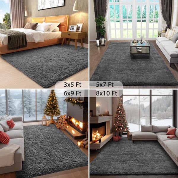06 4x6 Ultra-Soft Plush-Shag Rug - Fluffy High-Pile for Bedroom & Kids’ Room