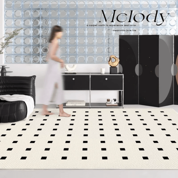 1 living room checkerboard pattern rugs , light luxury floor mat, sofa, anti slip and dirt resistant