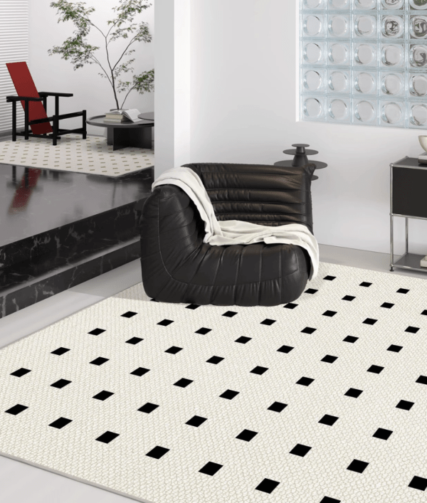 5 living room checkerboard pattern rugs , light luxury floor mat, sofa, anti slip and dirt resistant