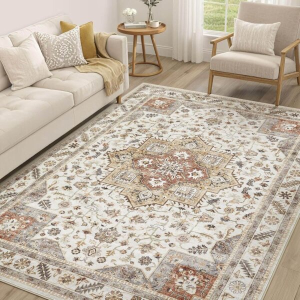 detail-1 Vintage Persian Rug - Stain-Resistant & Easy Care for Living Room & Bedroom