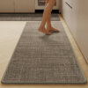 Ultra Thin Low Pile Mat 17''x27'' - Absorbent Non-Slip Grey Rubber for Bath & Kitchen