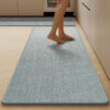 Ultra Thin Low Pile Mat 17''x27'' - Absorbent Non-Slip Grey Rubber for Bath & Kitchen