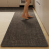Ultra Thin Low Pile Mat 17''x27'' - Absorbent Non-Slip Grey Rubber for Bath & Kitchen