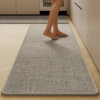 Ultra Thin Low Pile Mat 17''x27'' - Absorbent Non-Slip Grey Rubber for Bath & Kitchen