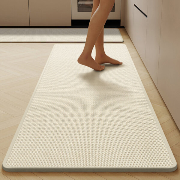 Ultra Thin Low Pile Mat 17''x27'' - Absorbent Non-Slip Grey Rubber for Bath & Kitchen