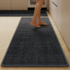 Ultra Thin Low Pile Mat 17''x27'' - Absorbent Non-Slip Grey Rubber for Bath & Kitchen