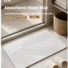 Stone Bath MatQuick-Dry Non-Slip Bathroom Floor Mat with Contour Line Texture, Soft & Easy to Clean
