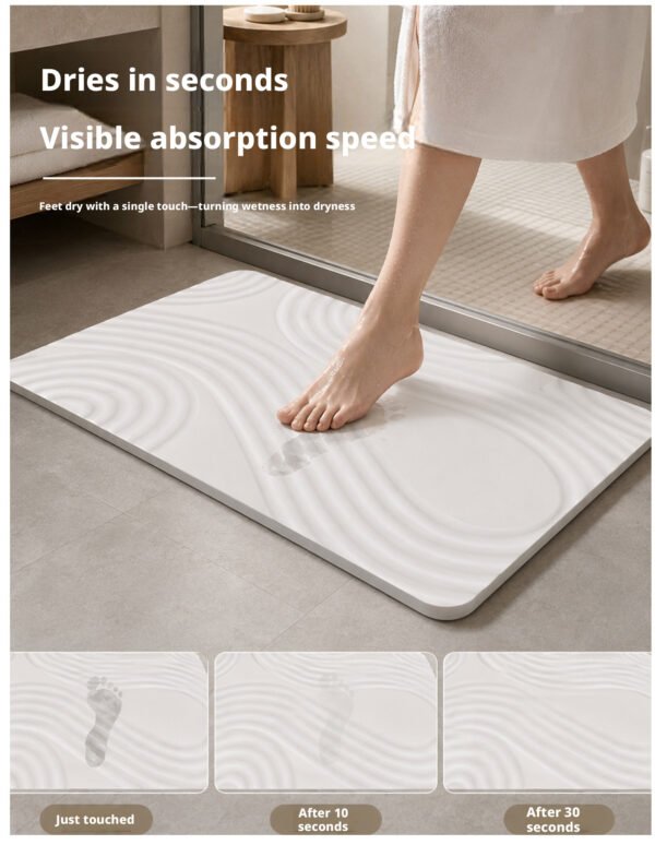 Stone Bath MatQuick-Dry Non-Slip Bathroom Floor Mat with Contour Line Texture, Soft & Easy to Clean